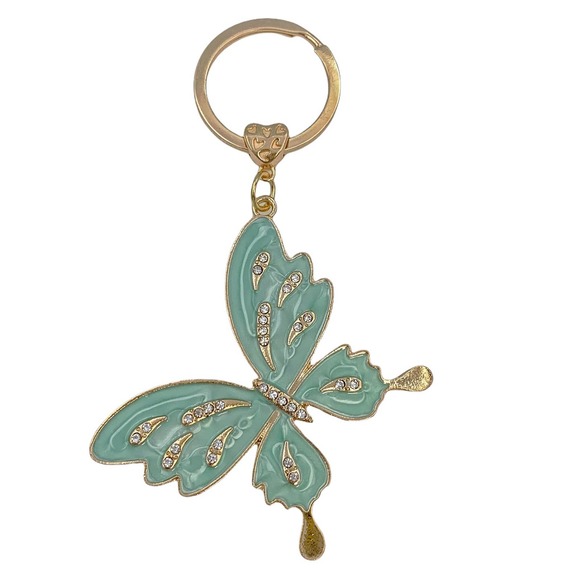 Evenchae Butterfly with Rhinestones, Aqua & Gold, Fabric Gift Bag, 3.75"L - Picture 1 of 4